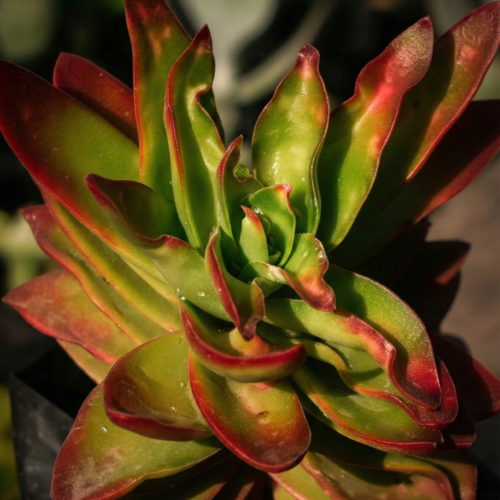 Crassula Campfire: Pura elegancia roja en maceta minimalista